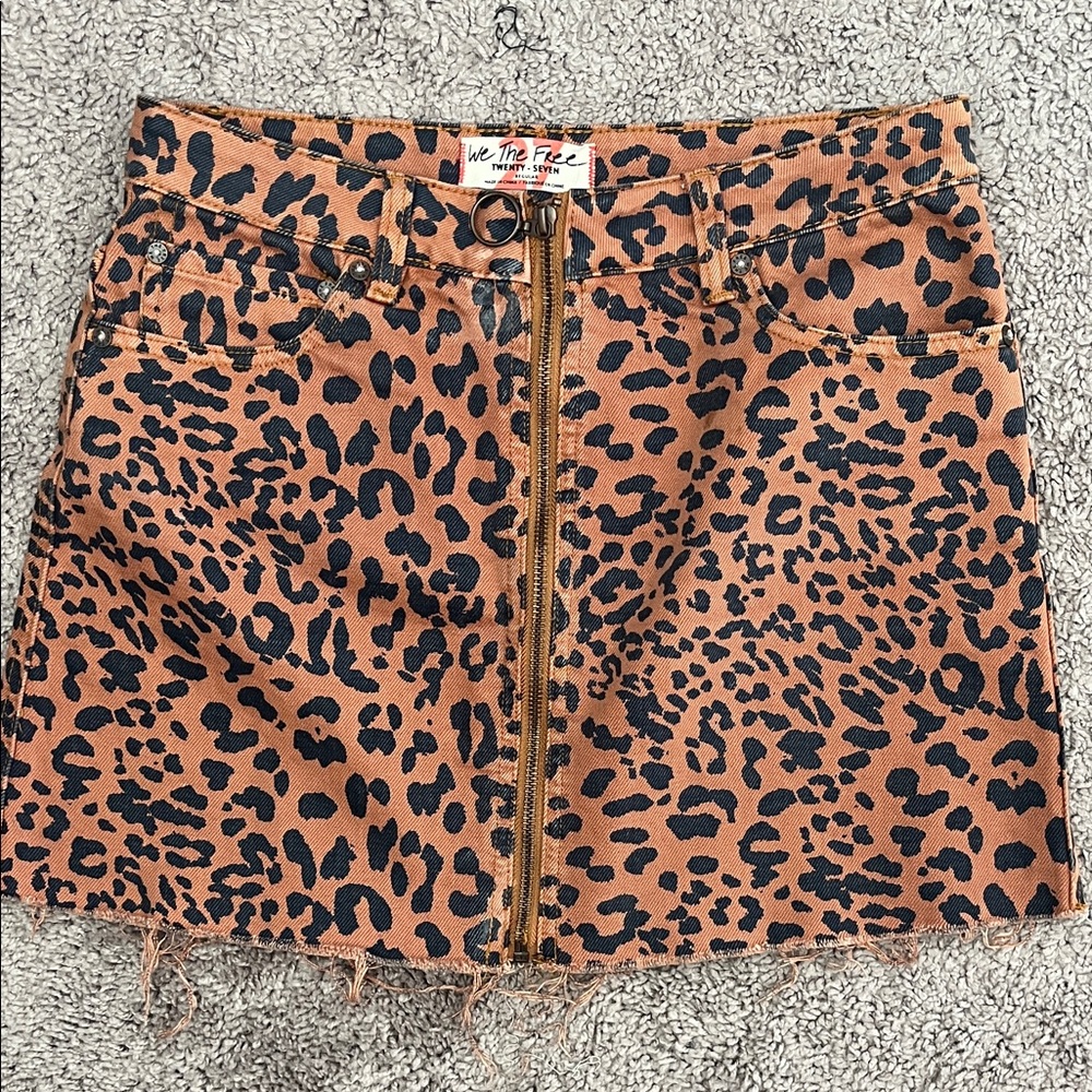 We The Free Animal Print A-Line Skirt - Tan and Black